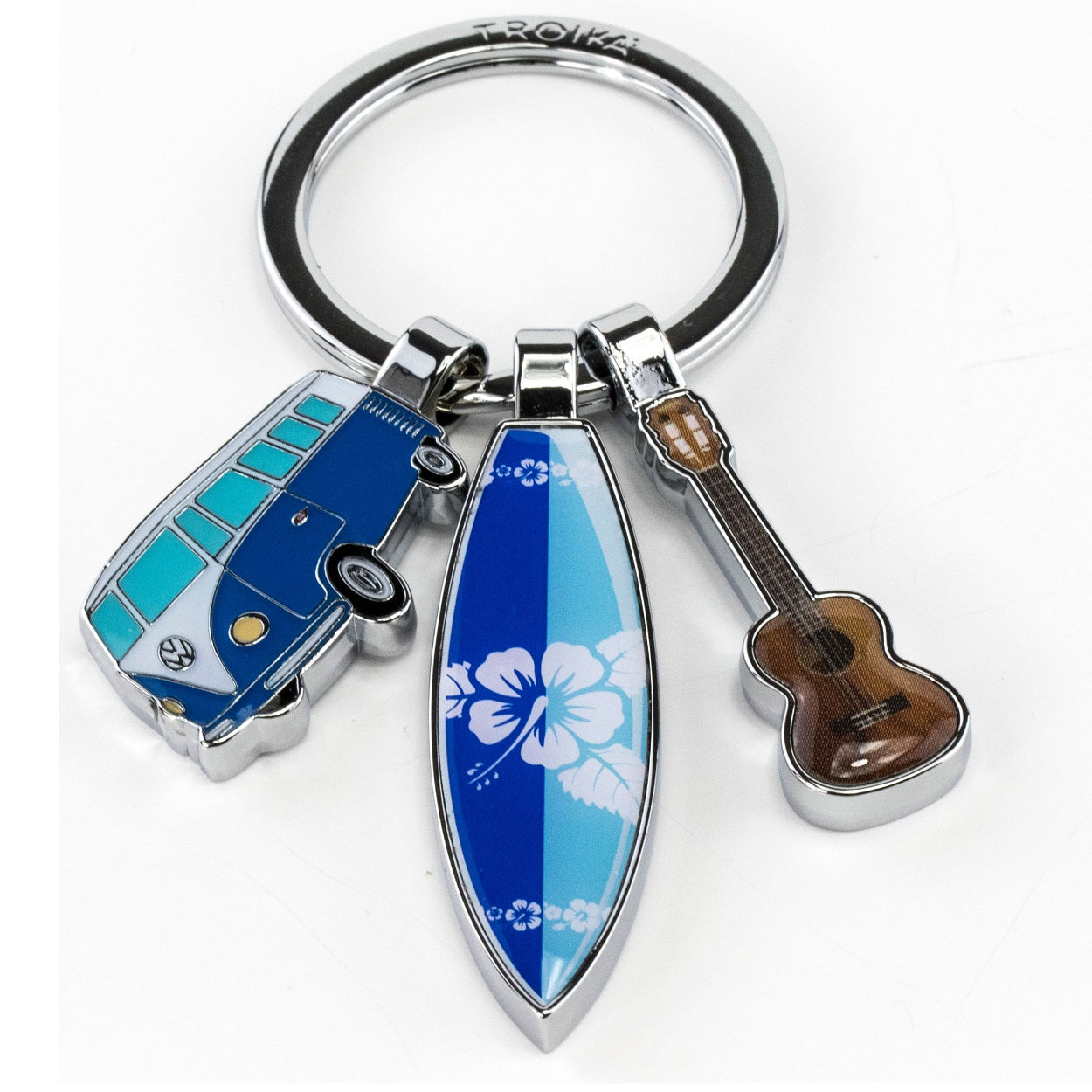 TROIKA Keyring with 3 Charms VW SURFMATE T1 COMBI