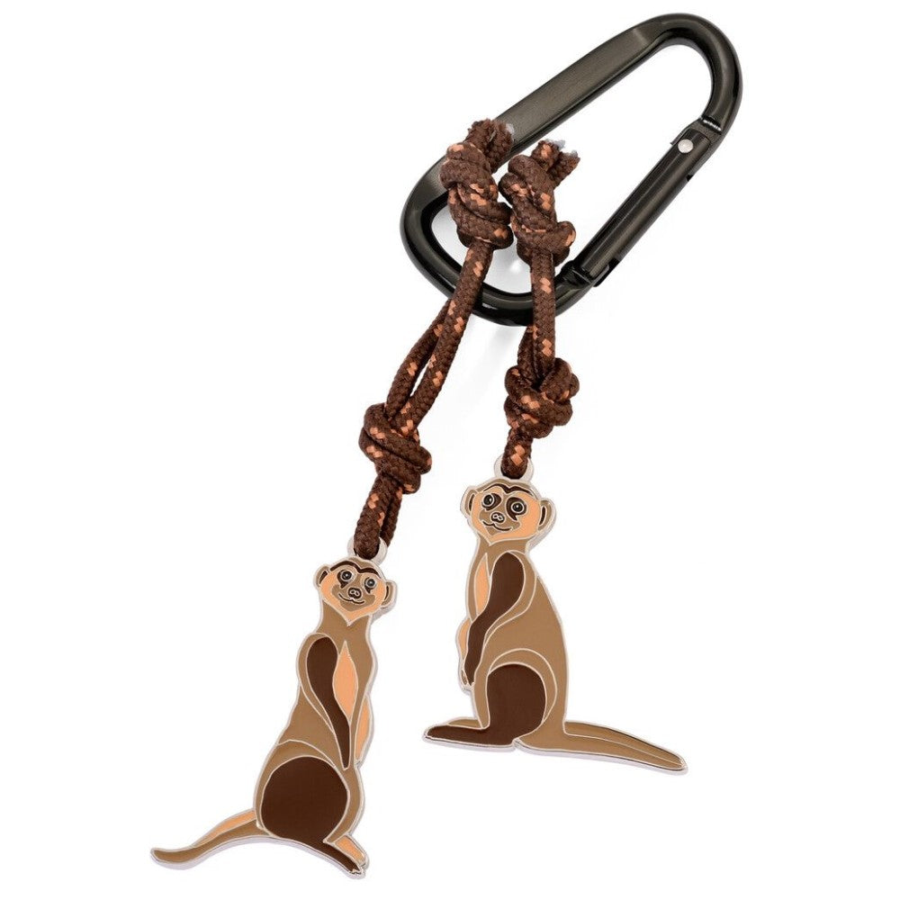 TROIKA Keyring: Carabiner Clip Keychain with 2 Meerkat Charms on Cord