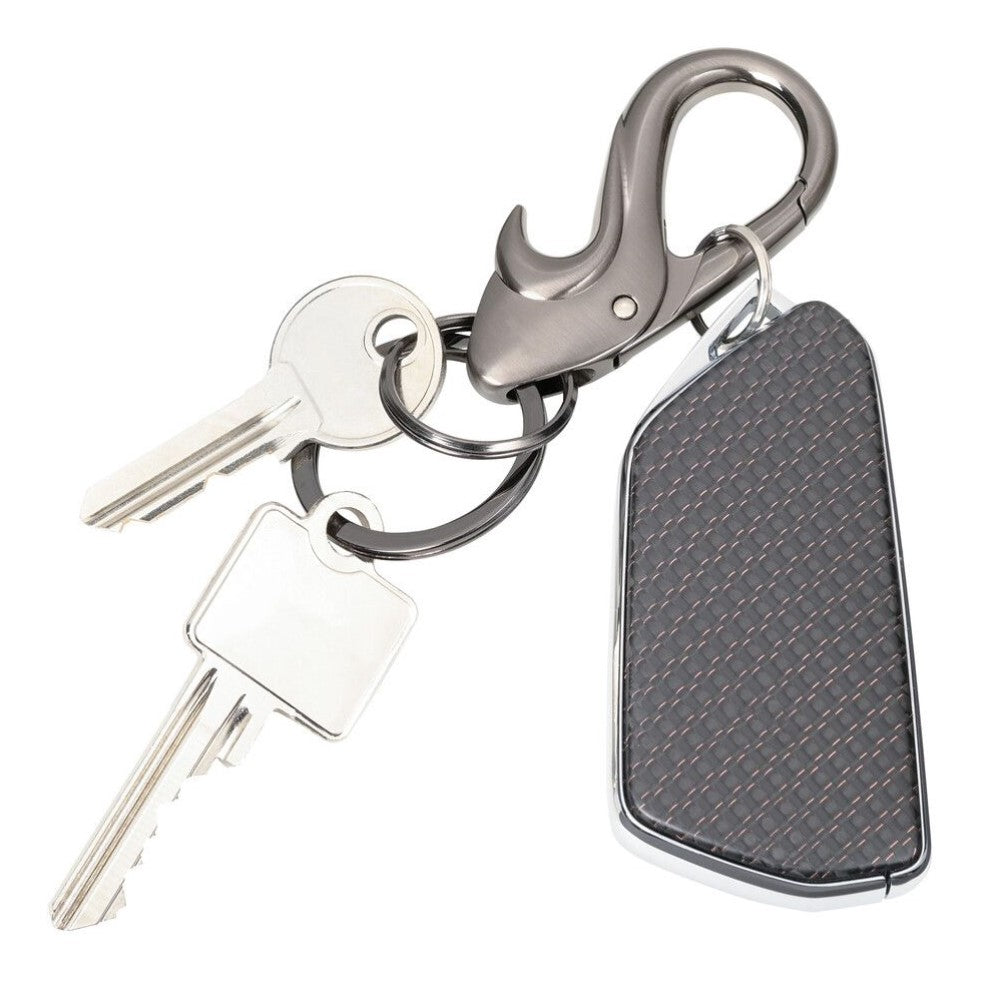 TROIKA Keyring: 2 Key Rings on Drop Design Carabiner Hook / Bottle Opener