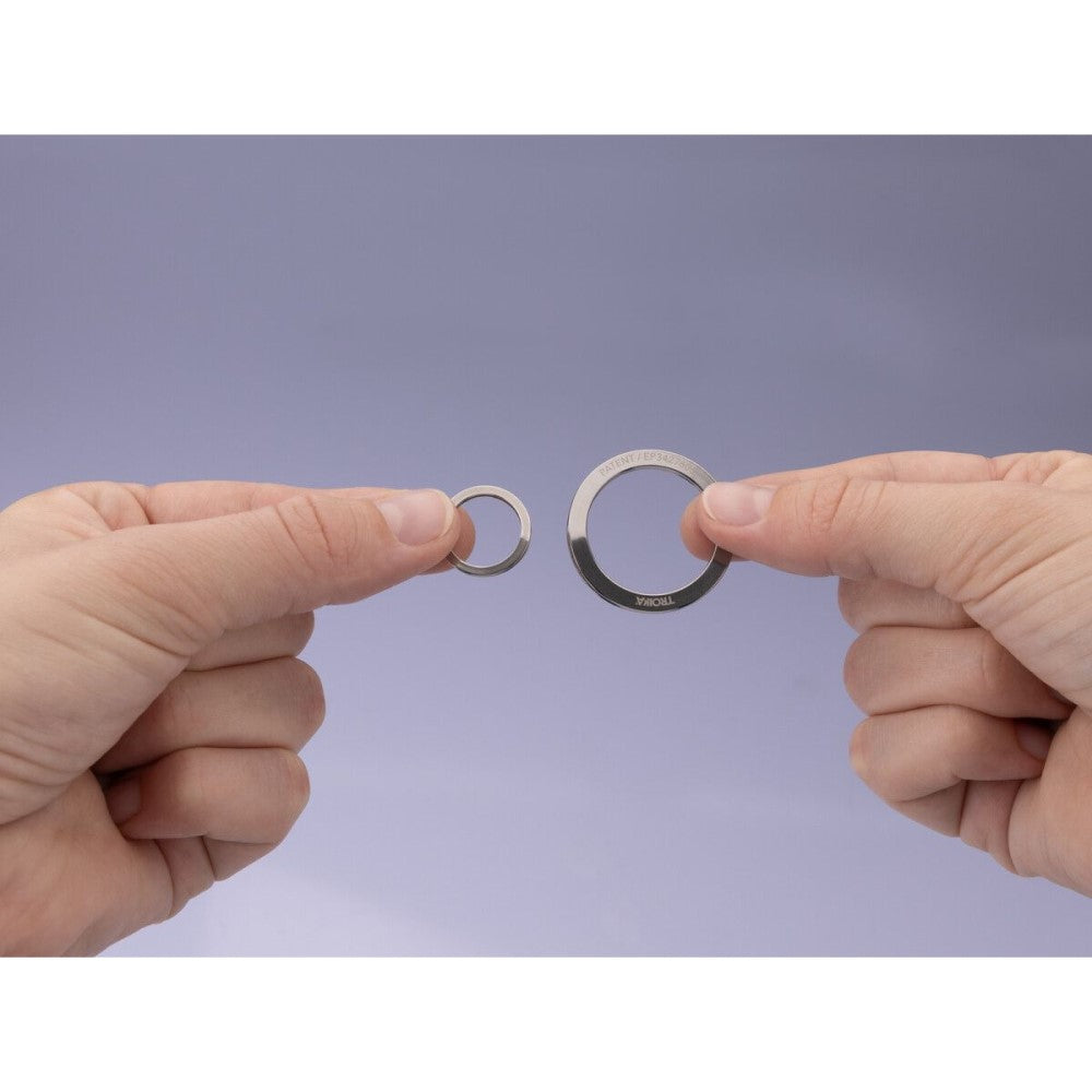 TROIKA Keyring: Nail Guard Patented Mechanism XL Split Ring & 3 Small Rings