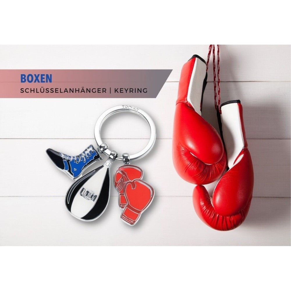 TROIKA Keyring with 3 Boxer Charms: Boxing Gloves, Boxing Boot & Punching Bag