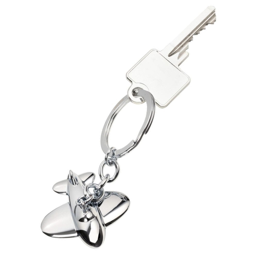 TROIKA Keyring: Aeroplane Key Ring for Travel Lovers: Silver Jetsetter