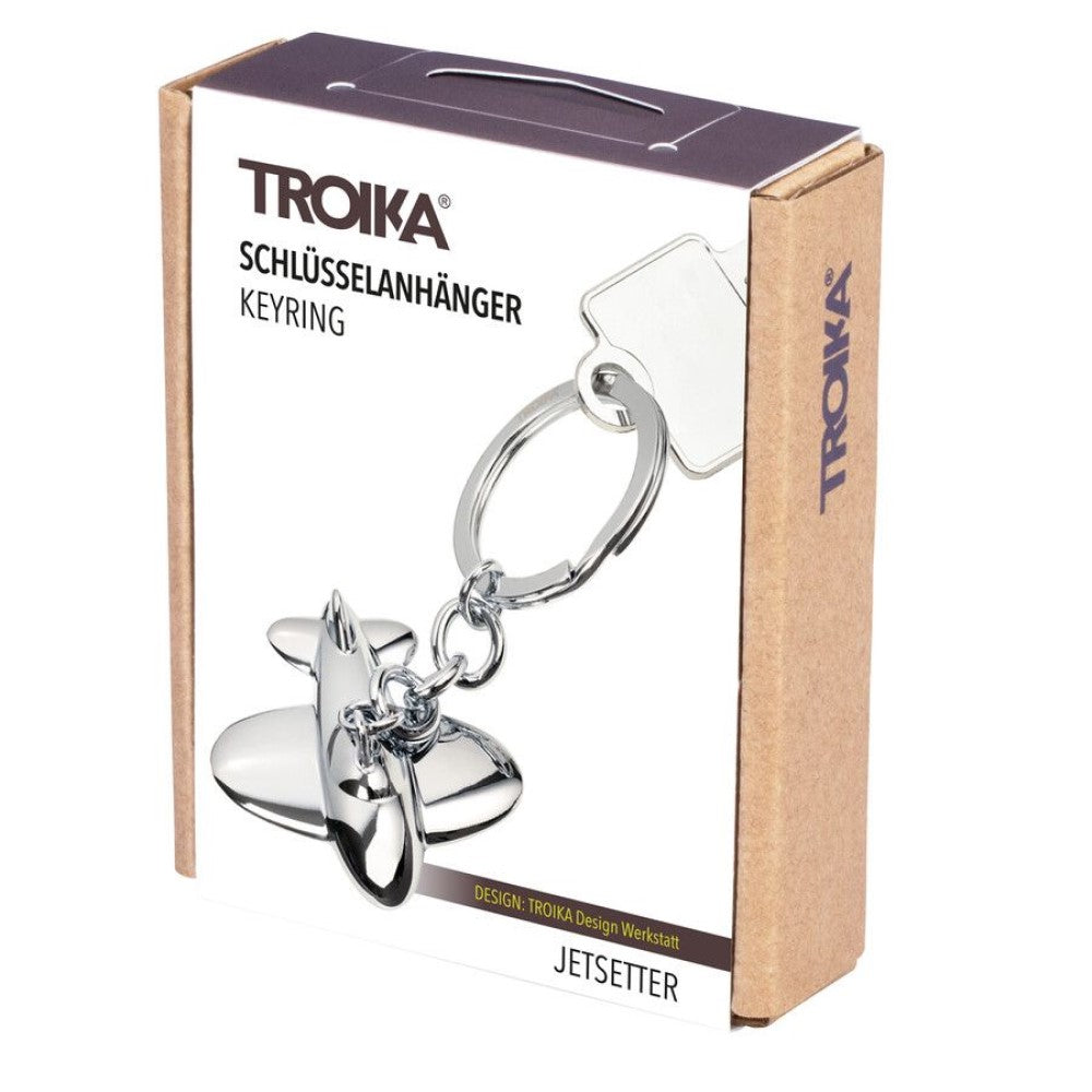 TROIKA Keyring: Aeroplane Key Ring for Travel Lovers: Silver Jetsetter