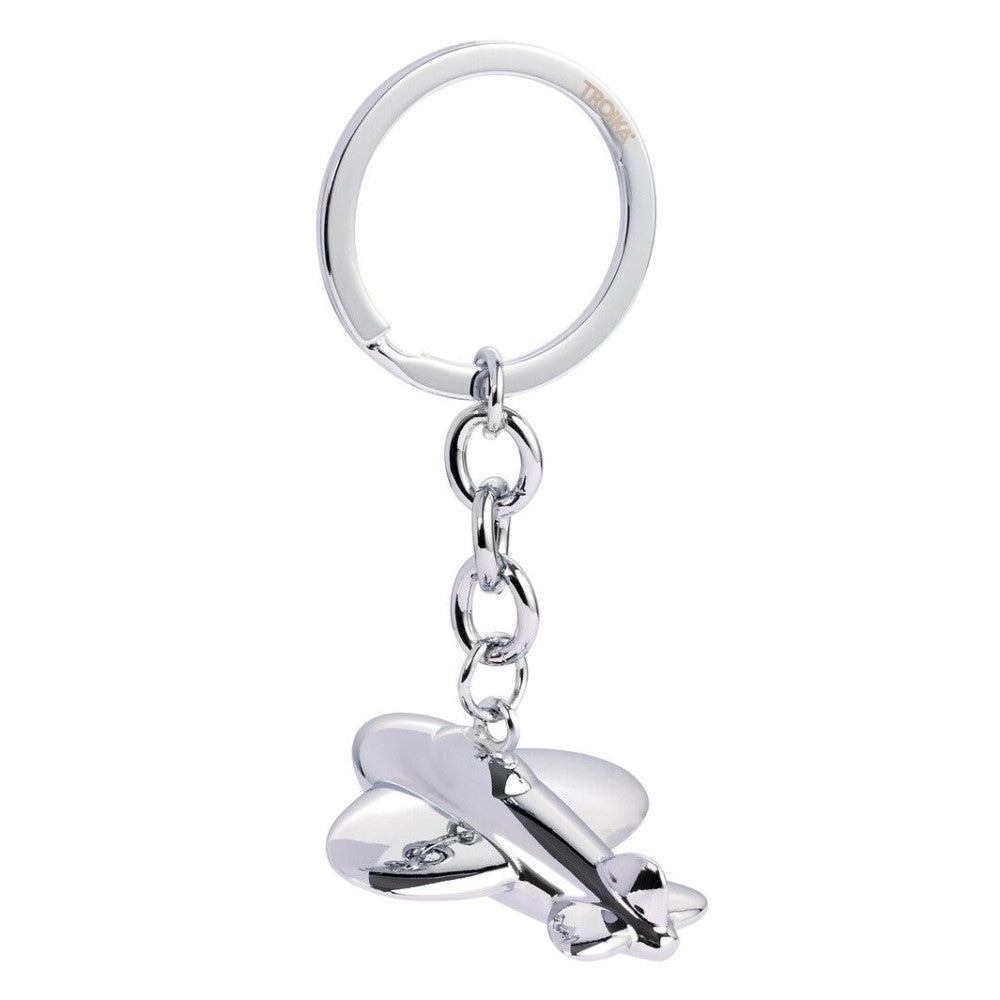 TROIKA Keyring: Aeroplane Key Ring for Travel Lovers: Silver Jetsetter