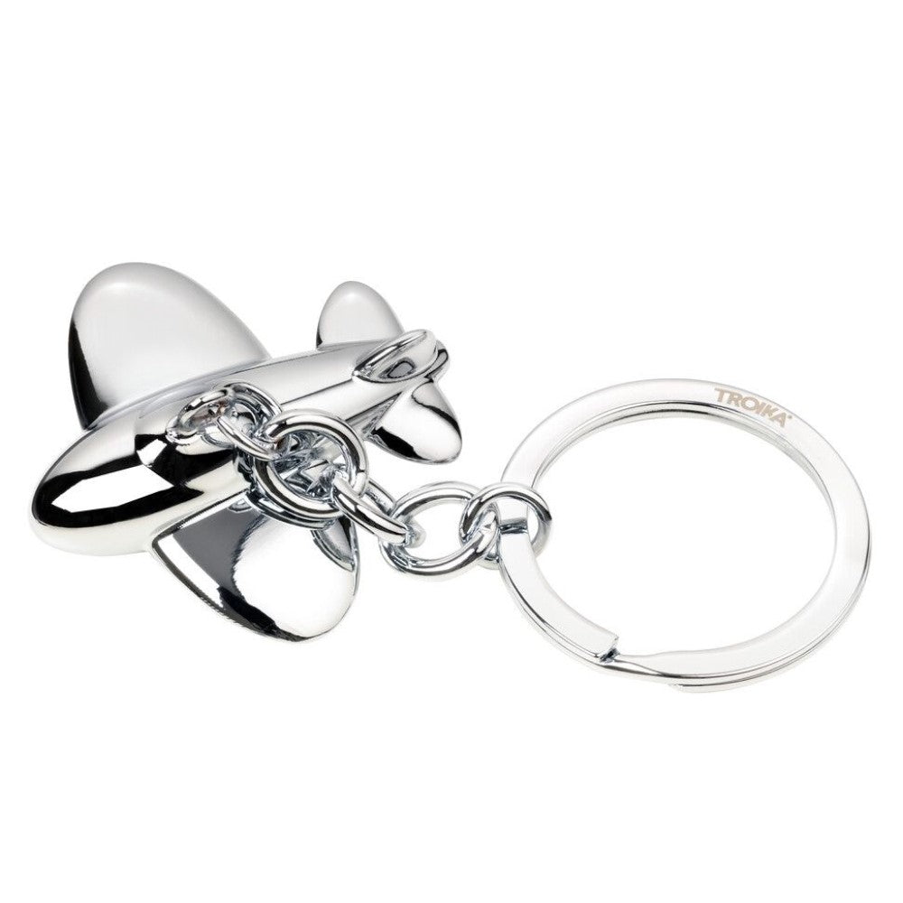 TROIKA Keyring: Aeroplane Key Ring for Travel Lovers: Silver Jetsetter
