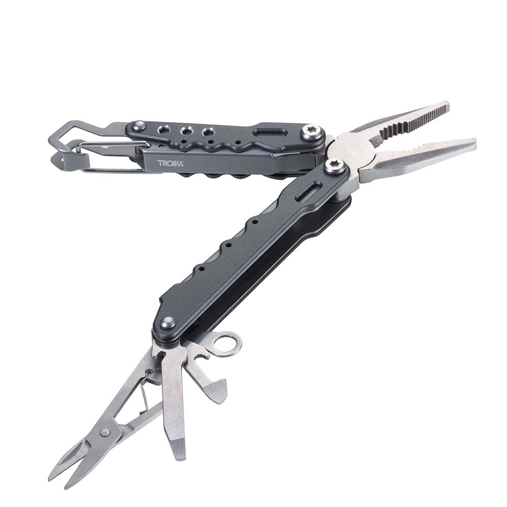 TROIKA Mini-Tool Keyring with 7 Functions - Grey