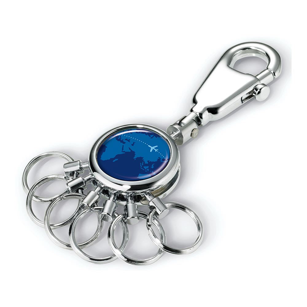 TROIKA Keyring - Carabiner Hook and 6 Easy Release Rings Around the World