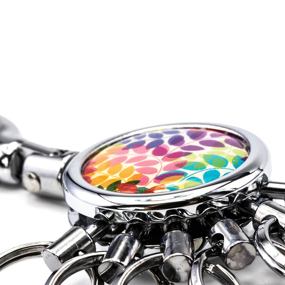 TROIKA Keyring - Carabiner Hook and 6 Easy Release Rings Colourful Leaves