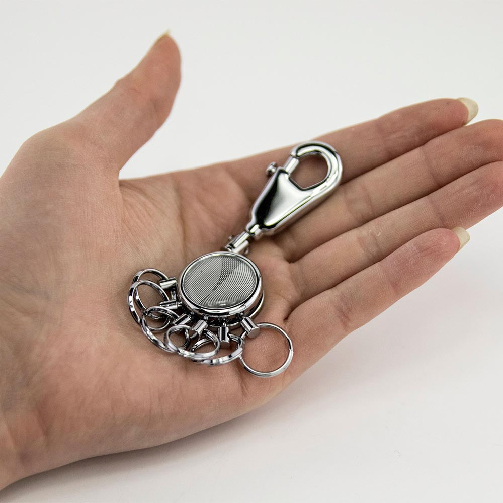 TROIKA Keyring with Carabiner Hook and 6 Easy Release Keyrings – Geometric Waves