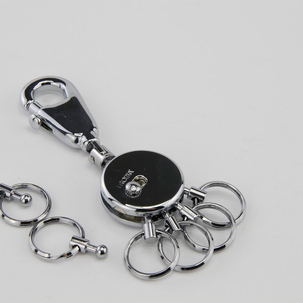 TROIKA Keyring with Carabiner Hook and 6 Easy Release Keyrings – Geometric Waves