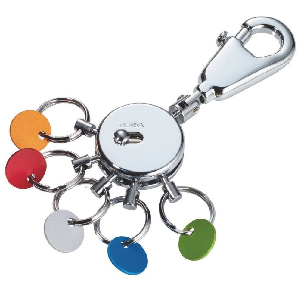 TROIKA Germany Keyring with Clip and 5 Rings, Patent Colour – Shiny