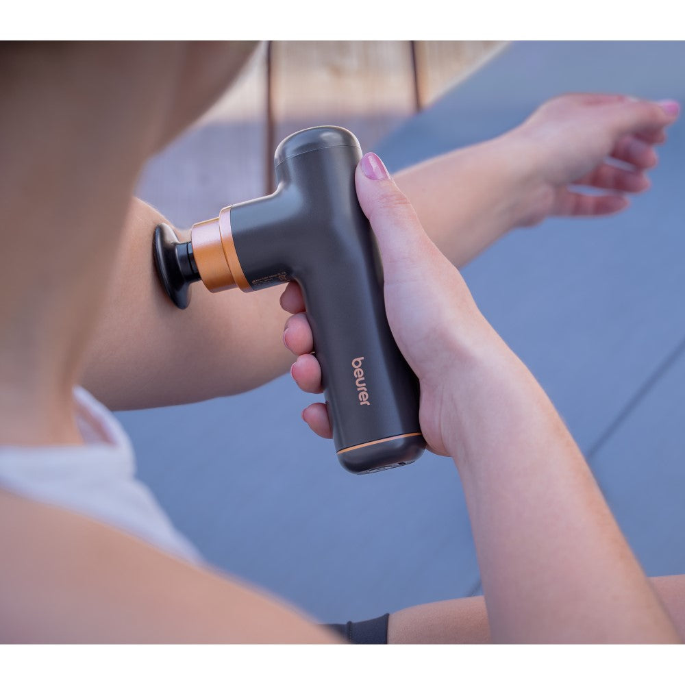 Beurer MG 79 Travel Massage Gun: Powerful Trigger-Point Massage for All Muscle Groups, Ideal for Sensitive Areas: Black & Bronze