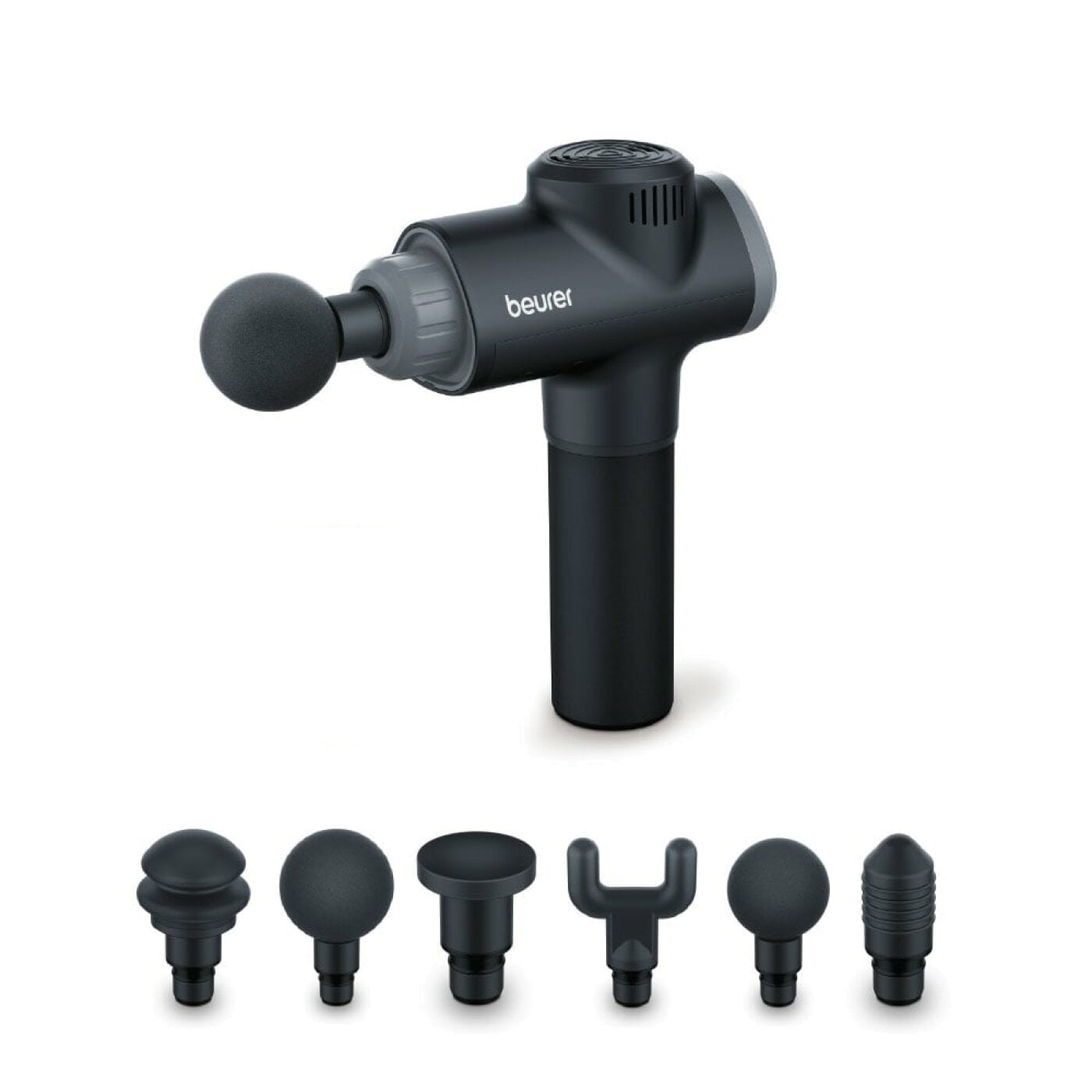 Beurer MG 180 Rechargeable Massage Gun with 6 Attachments: Targeted Deep-Tissue Muscle Massager