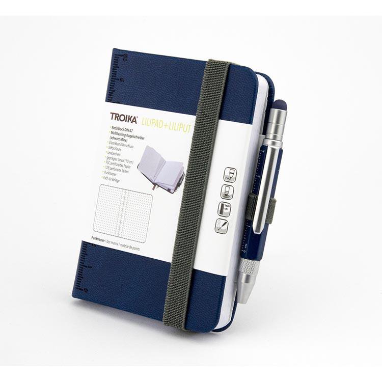 TROIKA Notepad DIN A7 with Multitasking Ballpoint Pen LILIPAD+LILIPUT Blue