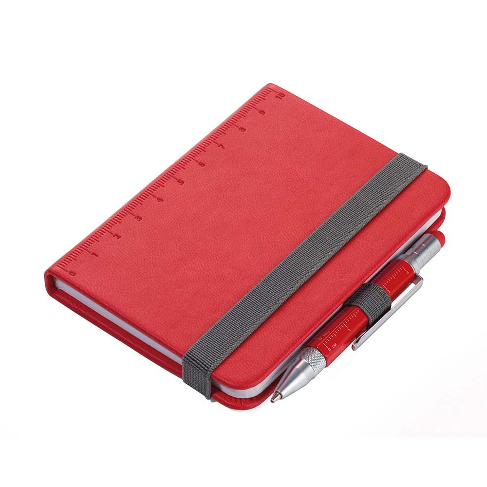 TROIKA Notepad DIN A7 with Multitasking Ballpoint Pen LILIPAD+LILIPUT Red