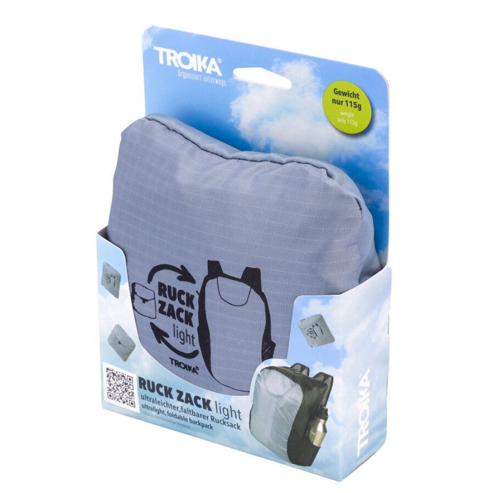 TROIKA Backpack - Foldable, Light, Water Repellent, 18L Capacity RUCKZACK - Grey / Blue