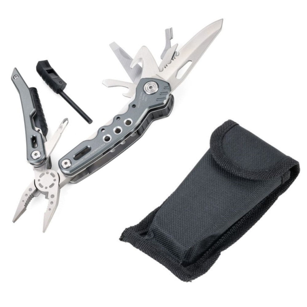 TROIKA Multi-Tool with 14 Functions including Whistle & Fire Steel: For Outdoor & Survival Trips TOL45/GY
