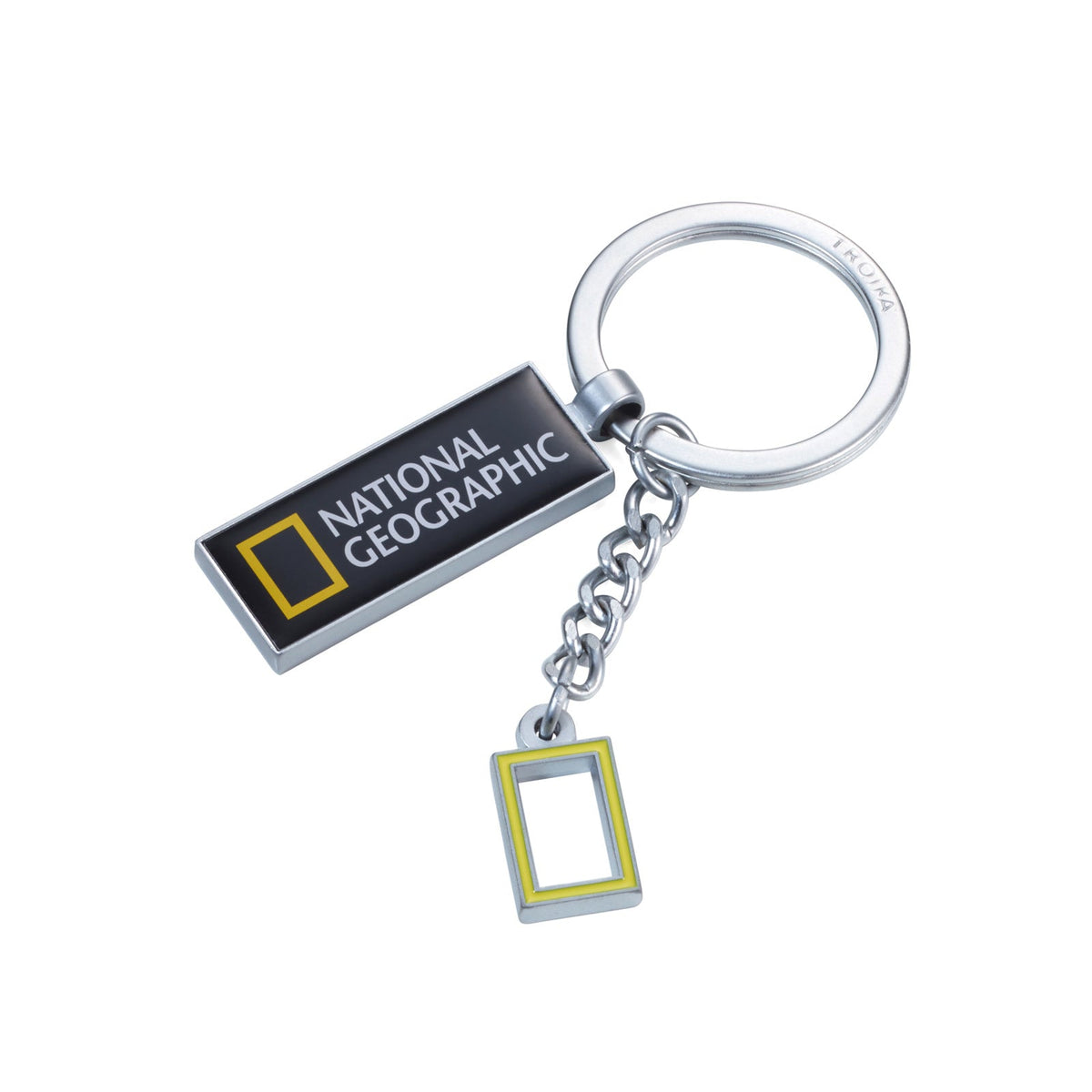 TROIKA Germany National Geographic keyring with logo tag and yellow frame charm