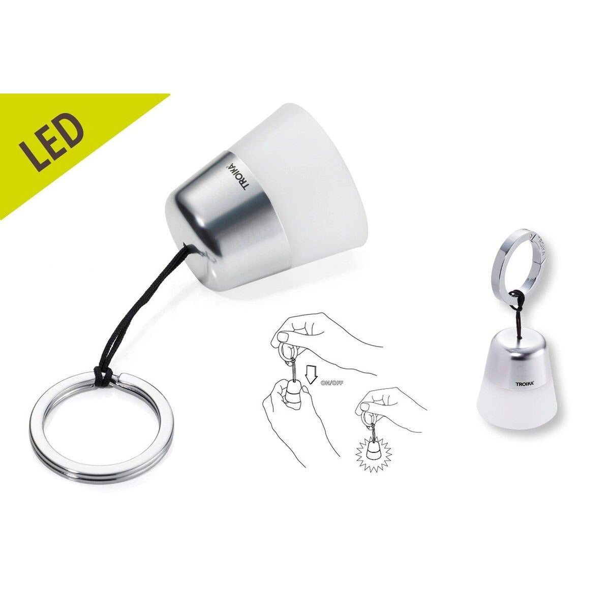 How the TROIKA bag light works: pull the cord to switch it on and off