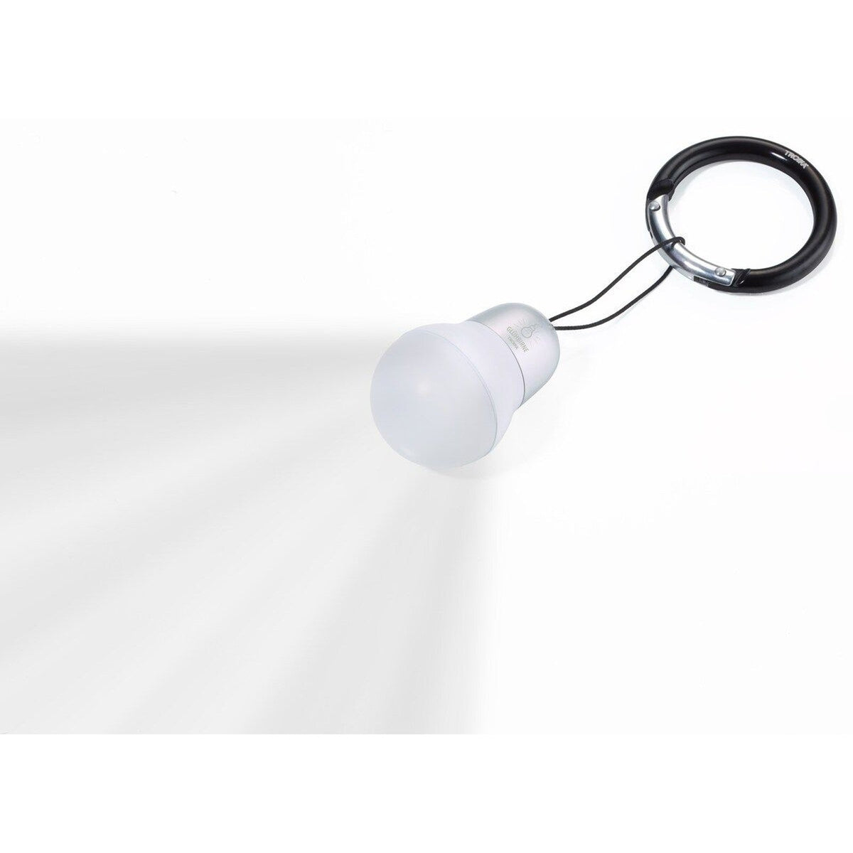 TROIKA light bulb bag light in silver switched on