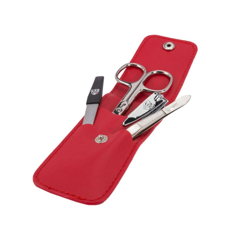 Kellermann Manicure Set Faux Leather Premium Red 56779 P N - 4 Piece