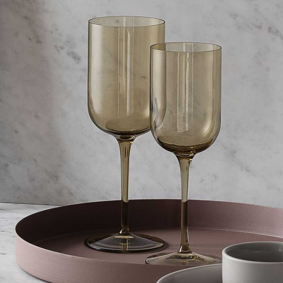 Blomus White Wine Glasses Tinted in Golden-Beige Nomad Fuum Set of 4