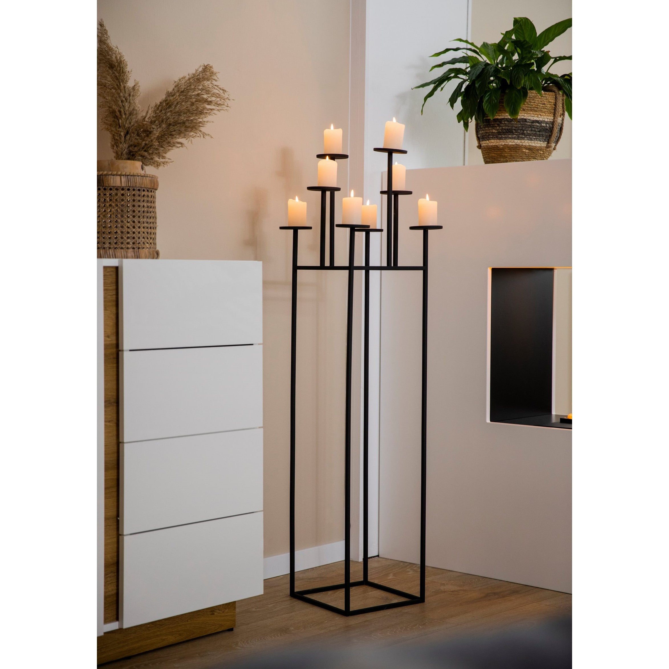 Blomus Candle Holder: 8x Clear Tealight Holders on Black Frame NERO 128cm