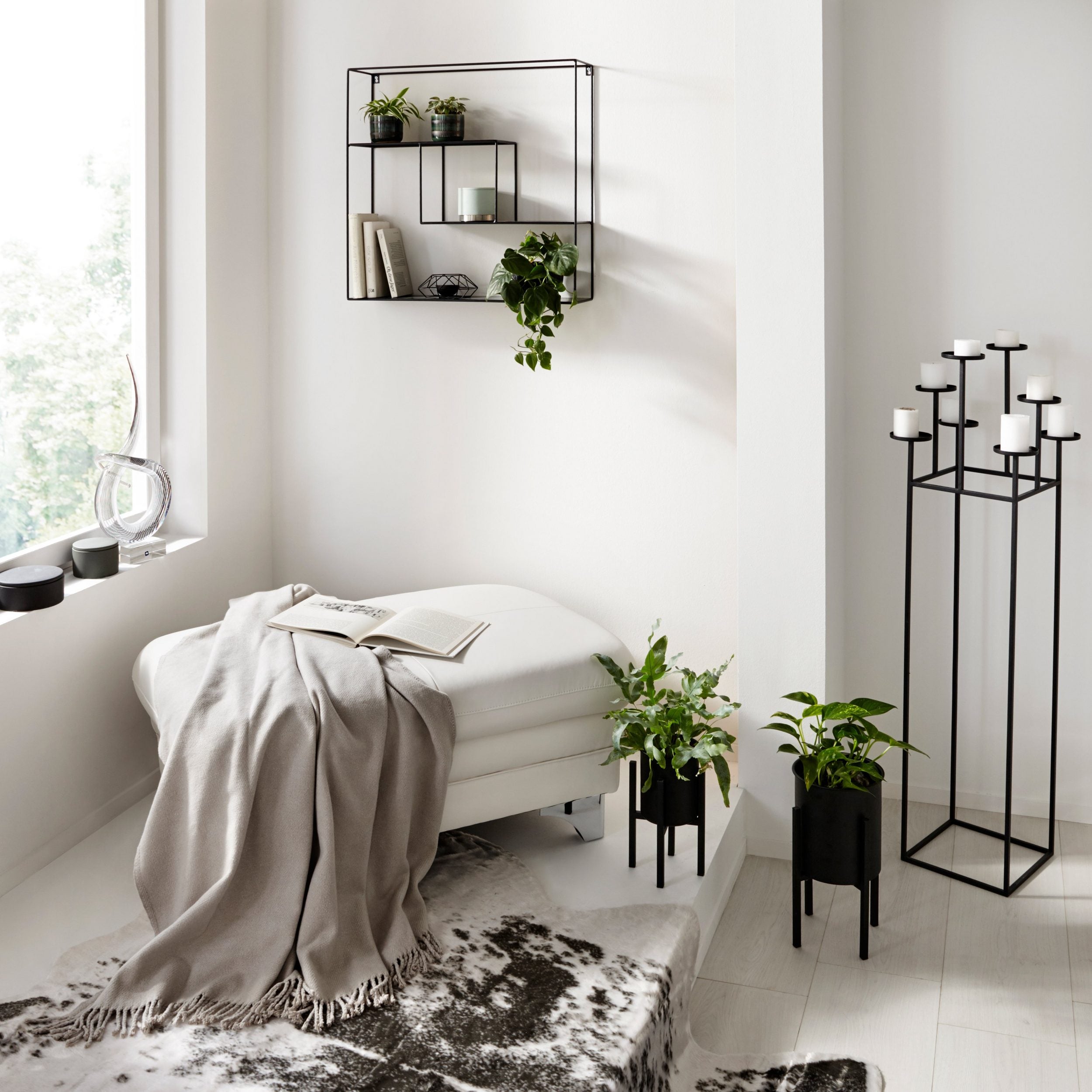 Blomus Candle Holder: 8x Clear Tealight Holders on Black Frame NERO 128cm