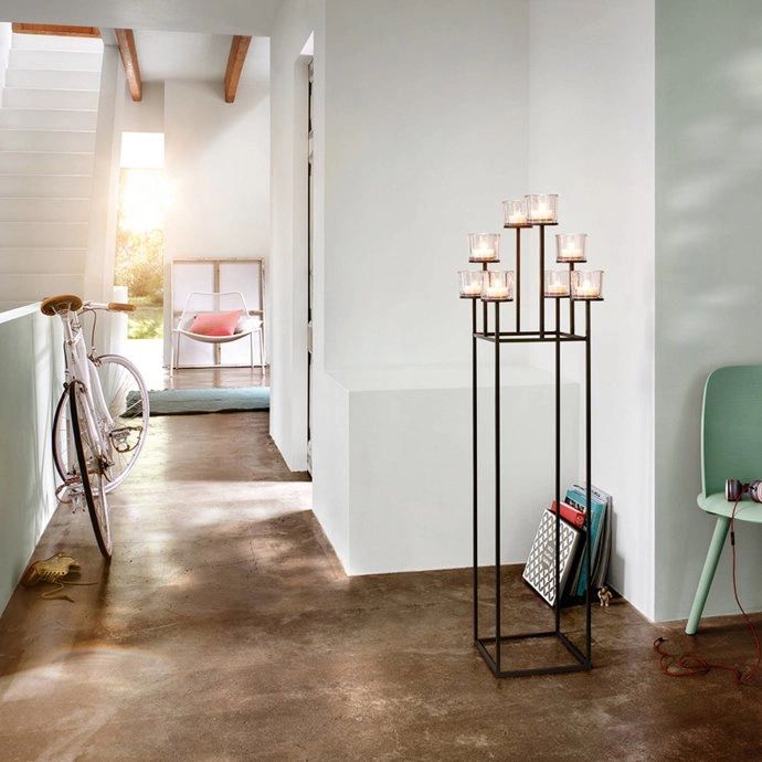 Blomus Candle Holder: 8x Clear Tealight Holders on Black Frame NERO 128cm