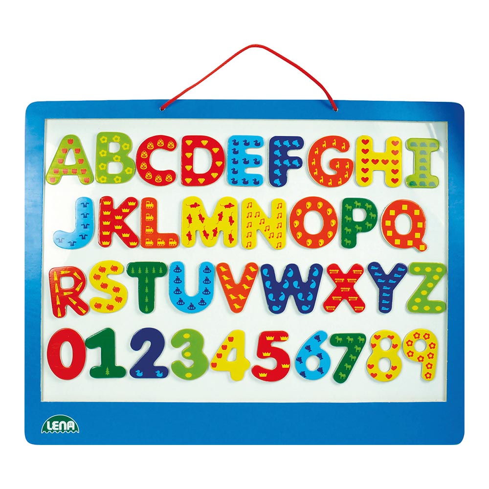 LENA Magnetic Board with 26 Letters and 10 Digits: Nature Theme