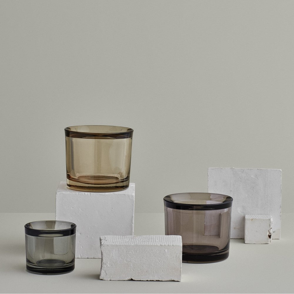 Blomus Tealight Candle Holder: Brown-Rose Fungi Tinted Glass 8x9cm MIMO x6