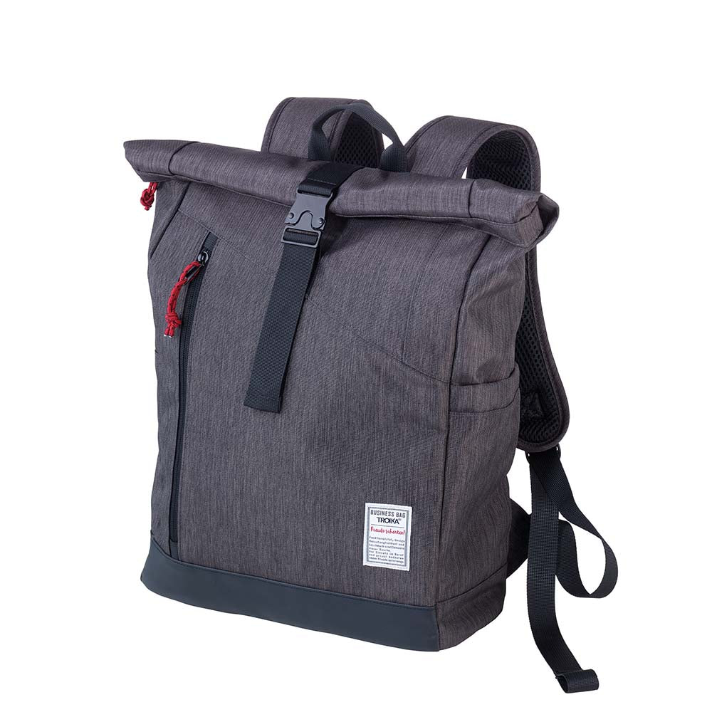 Troika Roll Top Backpack with Metal Snap Closure - Business Rolltop