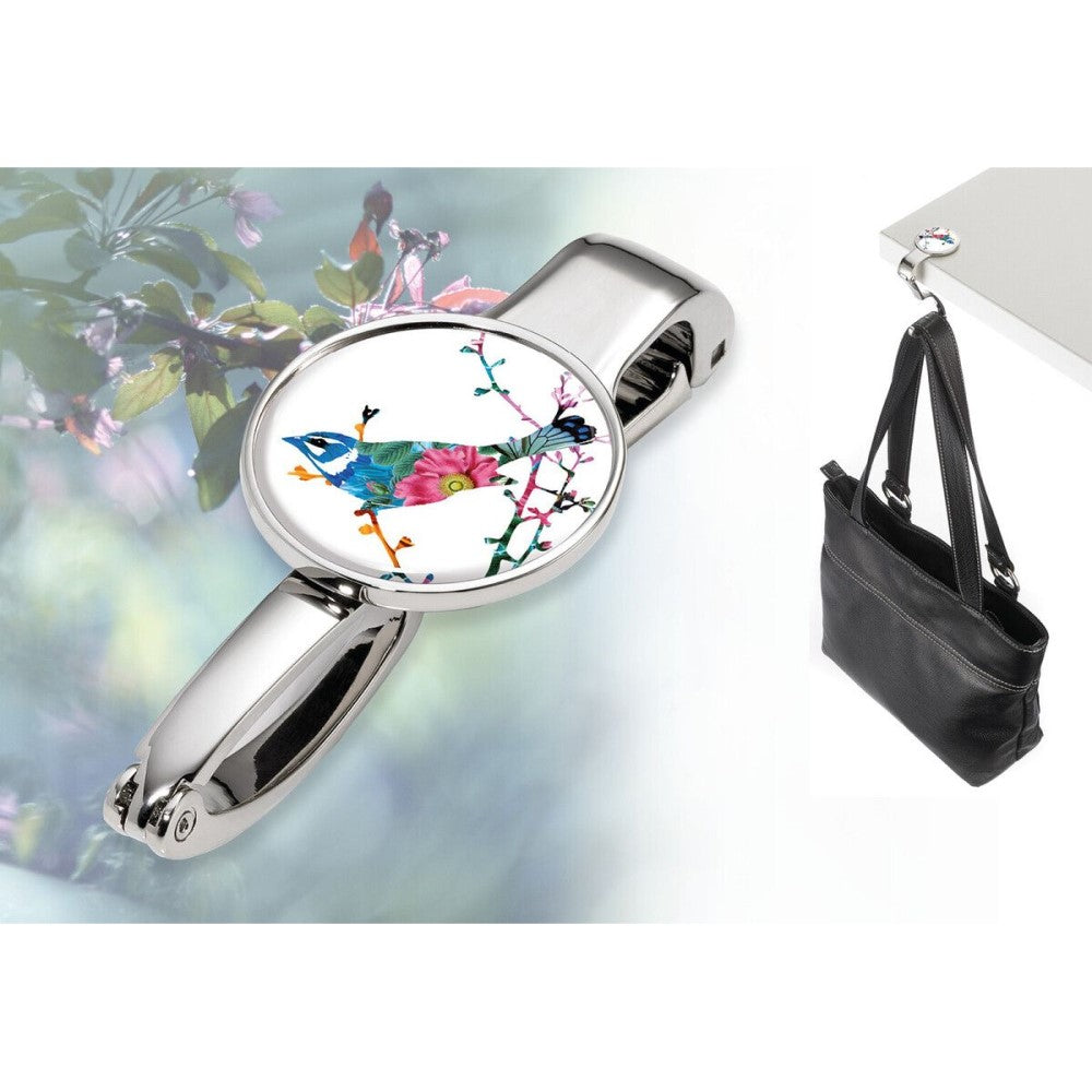 TROIKA Handbag Holder: Table Clip Hook for Bags: Bird on Branch