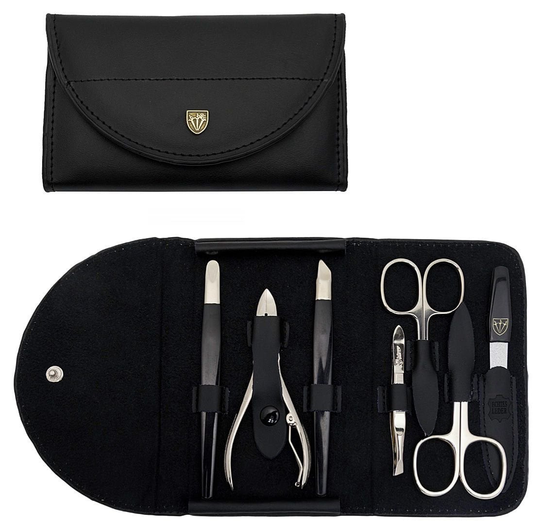 Kellermann Manicure Set Black, Genuine Leather 7 Pieces