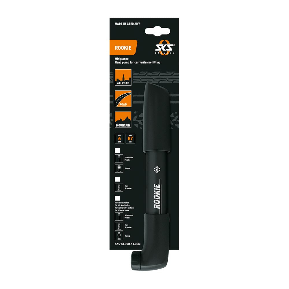 SKS Mini Pump for Bikes Lightweight and for all Valves ROOKIE-1 240mm Black