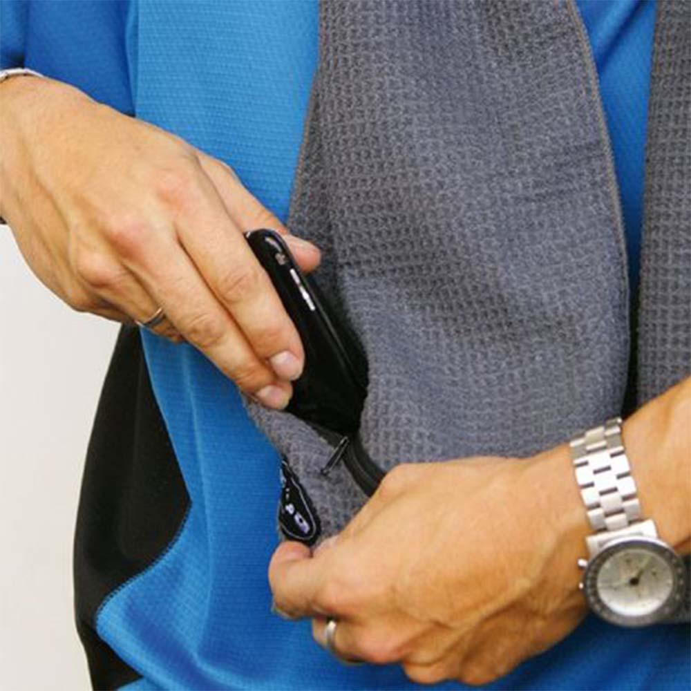 TROIKA Gym Towel with Integrated Zip Pocket - Grey