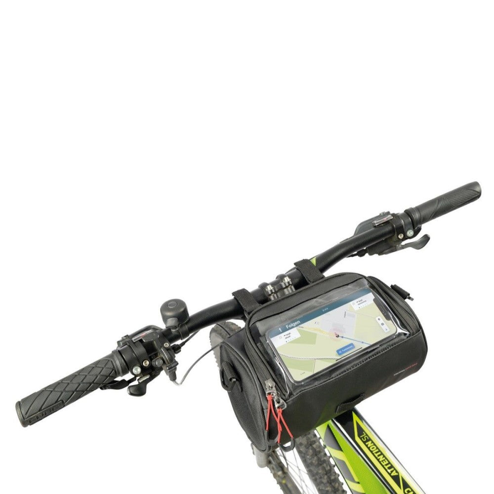 TROIKA Handlebar Bicycle Bag with Phone Window BIKE BAG 13x24x14cm Black