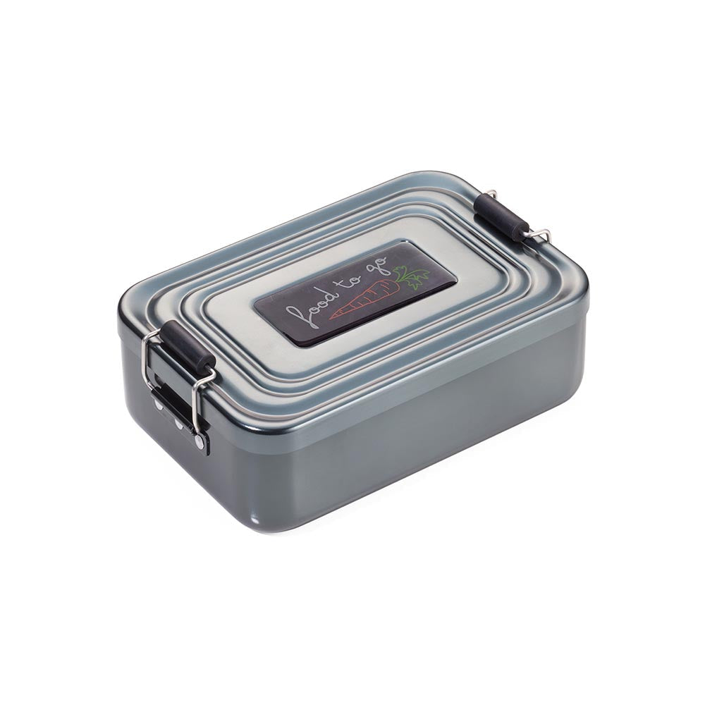 TROIKA Lunchbox with Clip-Lock and Food To Go Motif – Aluminium