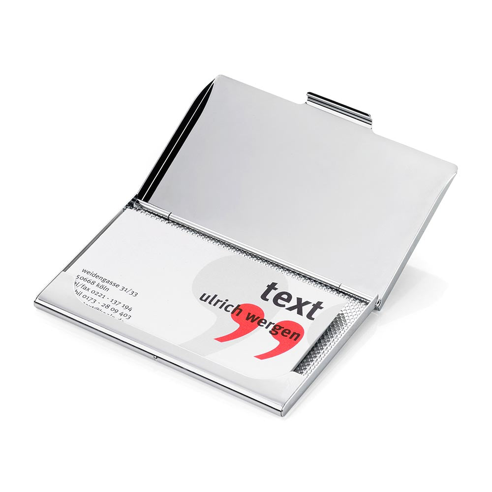 TROIKA Business Card Case ā Metal Case with Colourful World Motif