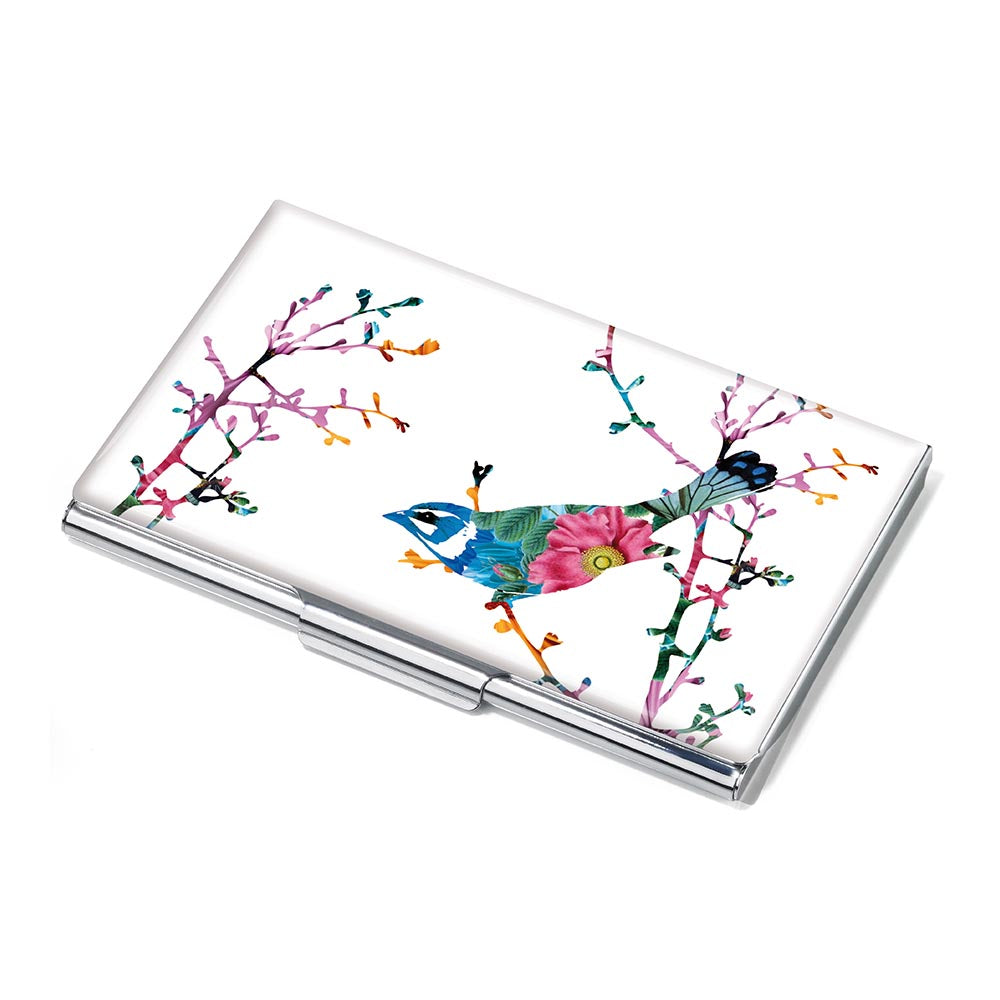TROIKA Business Card Case for 11 Cards ā Metal Case with Bird Motif