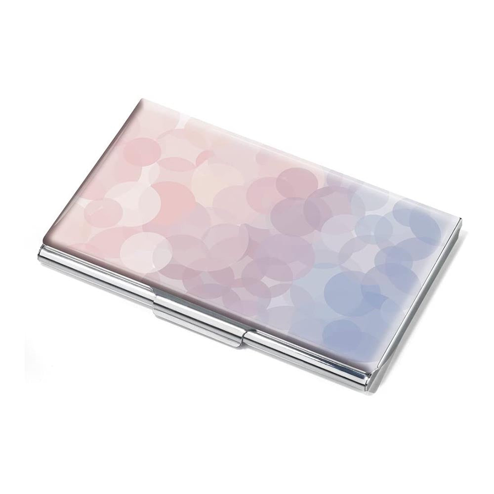TROIKA Business Card Case ā Metal Case with Serene Rose Quartz Motif