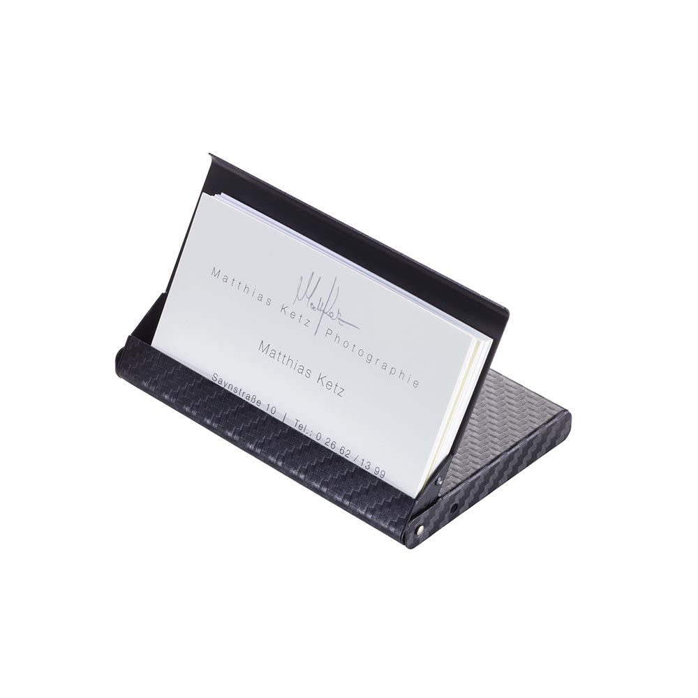 TROIKA Business and Credit Card Case with RFID Fraud Protection Carbon Look