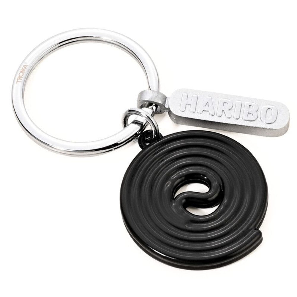 TROIKA Keyring: HARIBO Liquorice Roll & HARIBO Logo Tag on Split Ring Key Ring