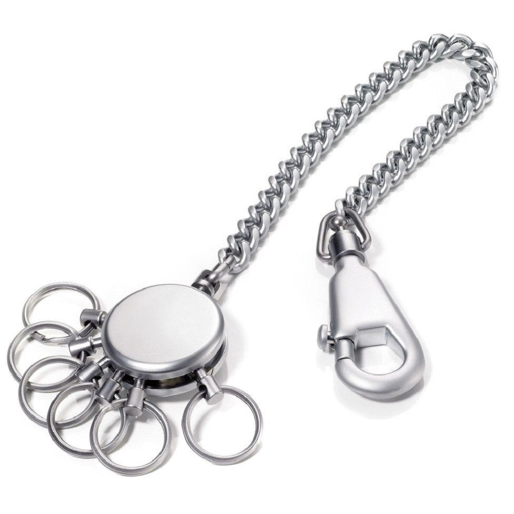 TROIKA Keyring with Chain PATENT CHAIN – Matt Chrome Colour