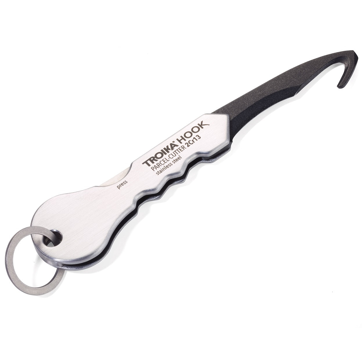 TROIKA Parcel Cutter with a Small Keyring Hook – Silver Colour
