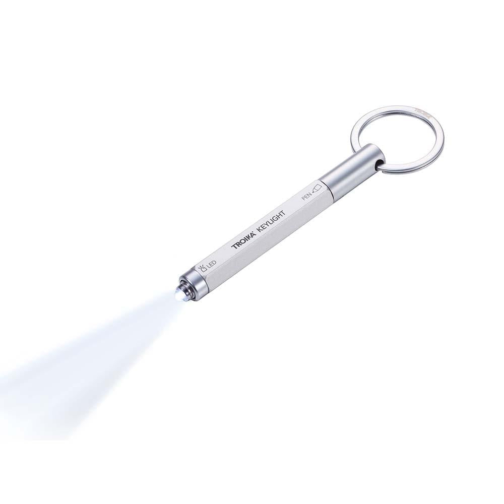 TROIKA Keyring with Torch and Micro Ballpoint Pen - Silver