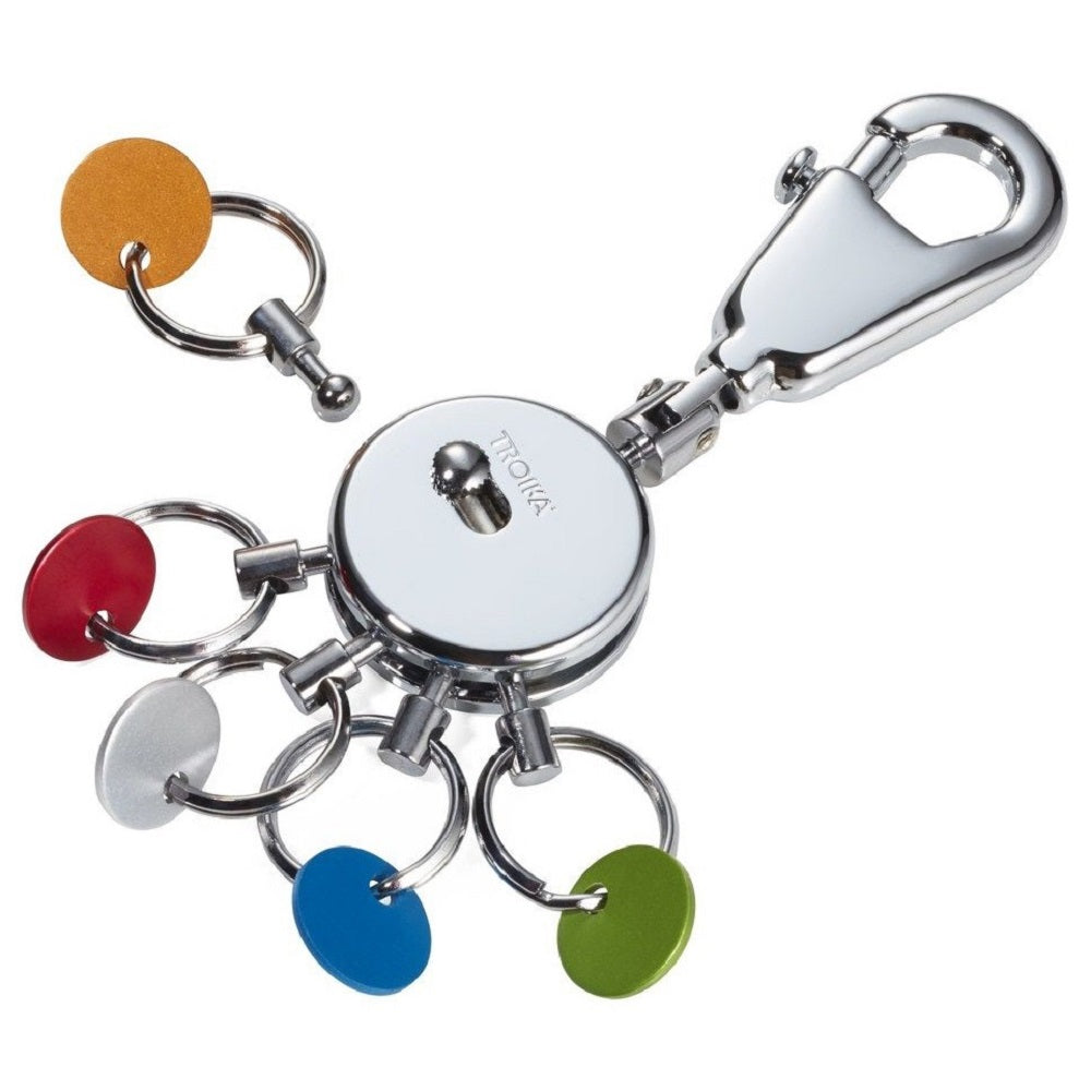 Troika Keyring with Carabiner and 5 Rings PATENT COLOUR – Shiny
