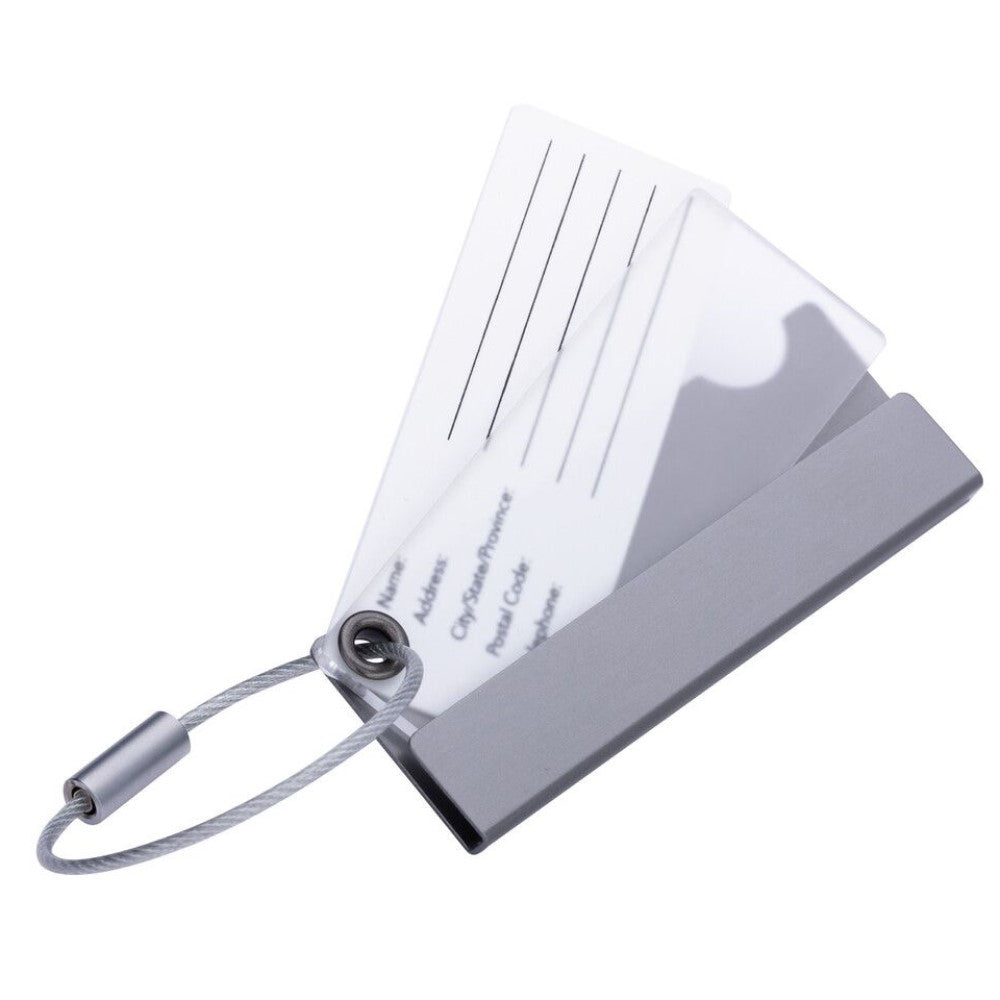 TROIKA Luggage Tag with Address Field: Aluminium. Personalisable ADRESSAT
