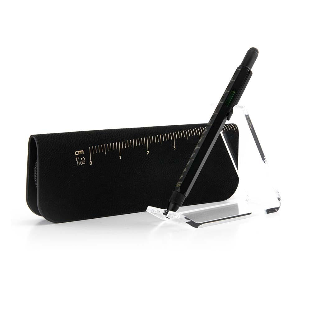 TROIKA Pen Case and Multi-Tasking Ballpoint Pen Set - Black & Gold