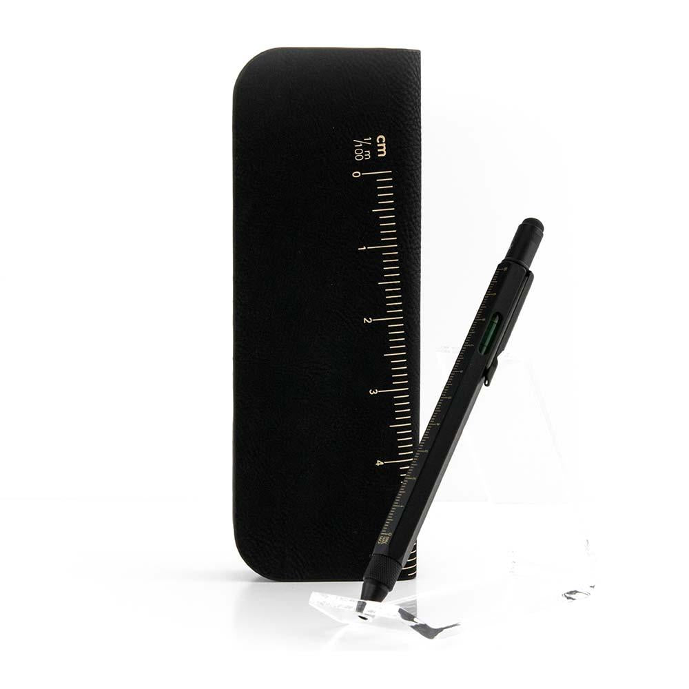 TROIKA Pen Case and Multi-Tasking Ballpoint Pen Set - Black & Gold